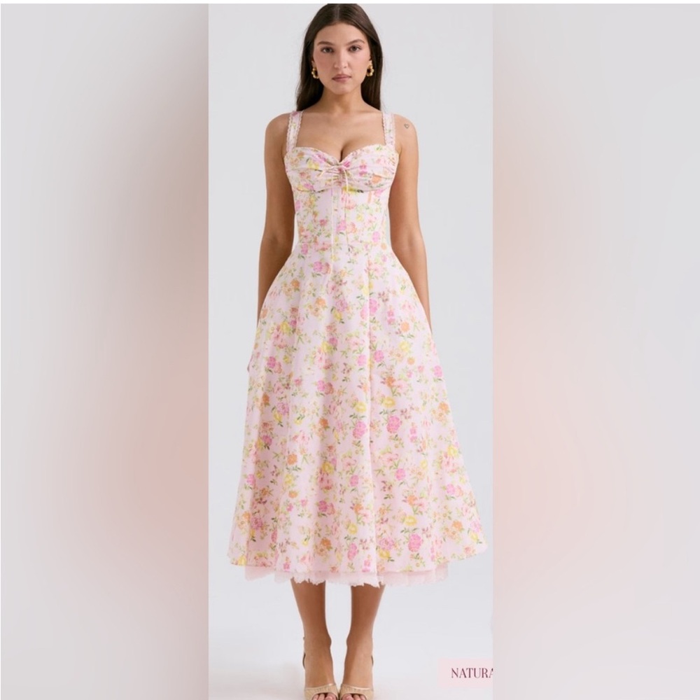 House of CB Rosalee Floral Pink Midi